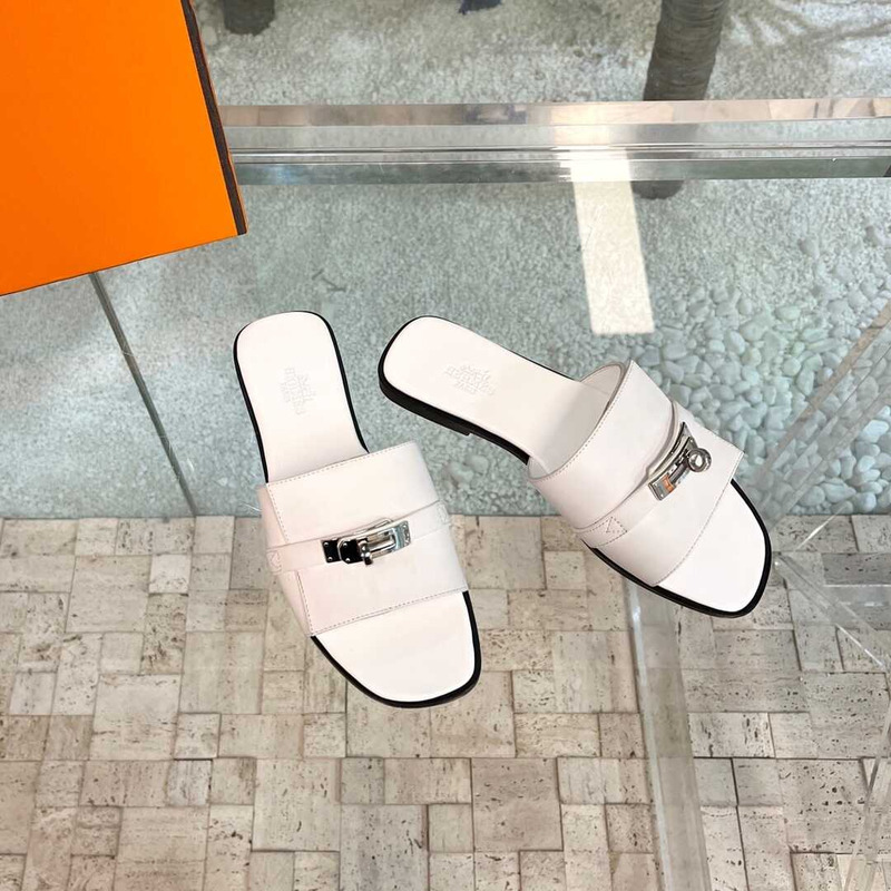 H**mes leather mules white