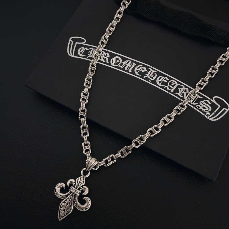 Ch*0me heart titanium steel crow heart cross necklace