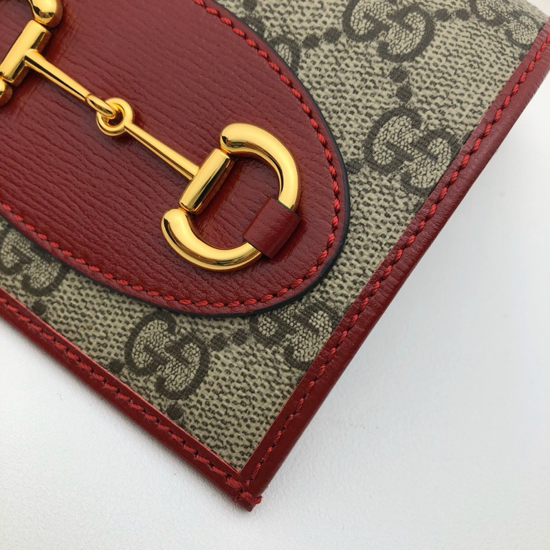 G*u*i horsebit 1955 card case wallet red